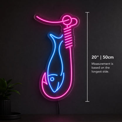 Fish Hook Neon Sign Wall Art LED Neon Sign size image
