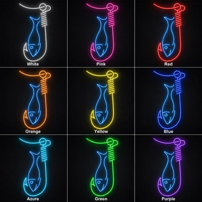 Fish Hook Neon Sign Wall Art LED Neon Sign color grid