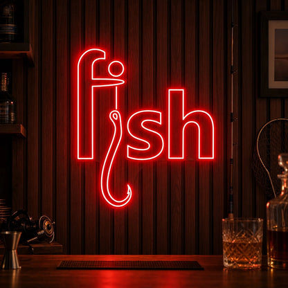 Fish Hook Text LED Neon Sign high-converting product image