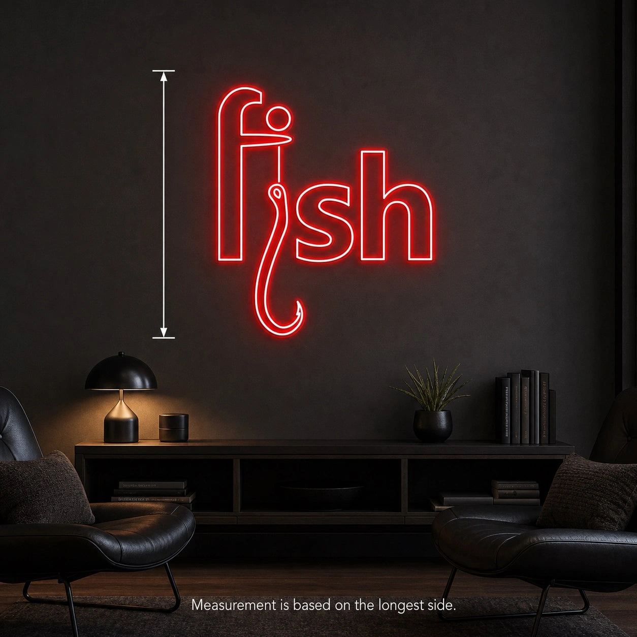 Fish Hook Text LED Neon Sign size image