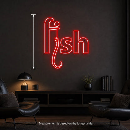 Fish Hook Text LED Neon Sign size image