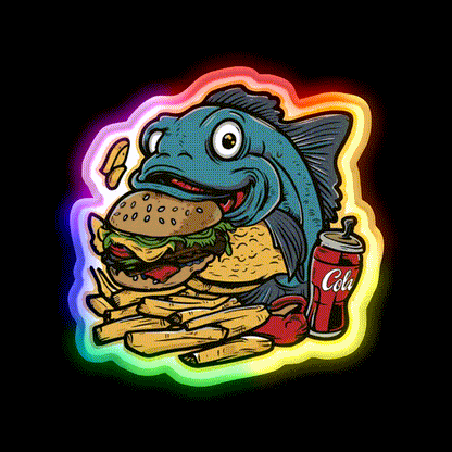Fish On A Fast Food Diet Fast Food Led Neon Sign For Burger Place Rgb Color - LED neon sign close-up detail