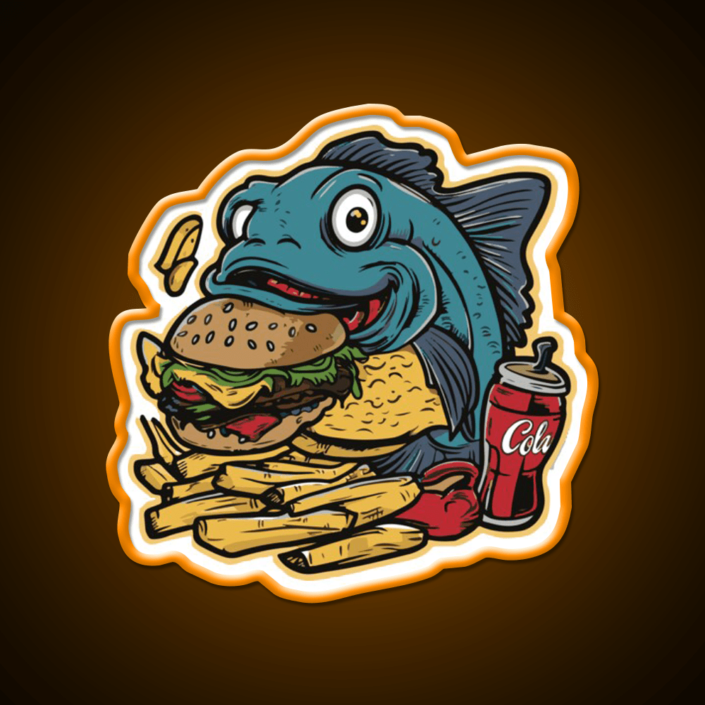 Fish On A Fast Food Diet Fast Food Led Neon Sign For Burger Place Rgb Color - Shineneon