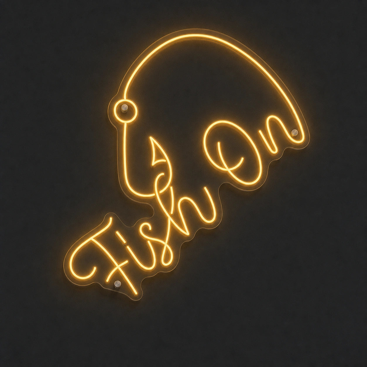 Fish On With Curved Fishing Hook LED Neon Sign main product image