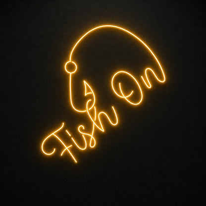 Fish On With Curved Fishing Hook LED Neon Sign Home Bar Wall Decoration main product image
