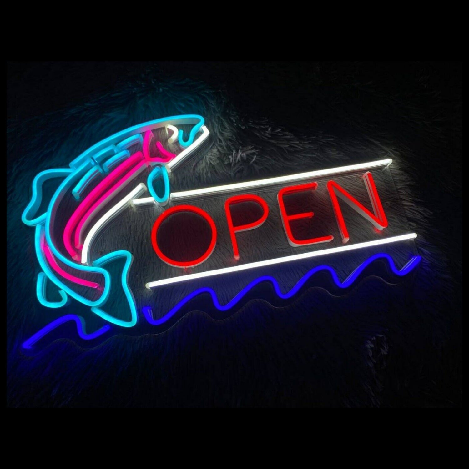 Fish Open Led Neon Sign For Restaurants And Seafood Lovers | Shineneon