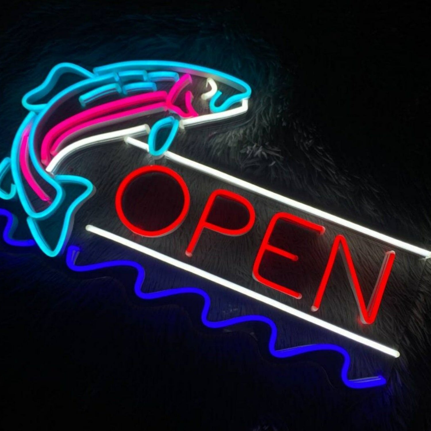 Fish Open Led Neon Sign For Restaurants And Seafood Lovers | Shineneon