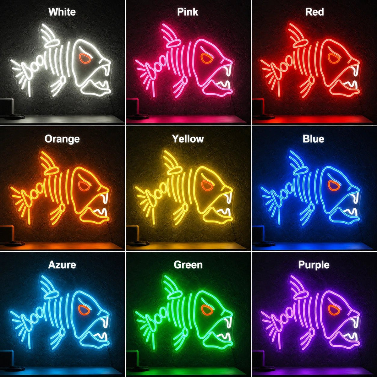 Fish Skeleton Man Cave LED Neon Sign - Shineneon