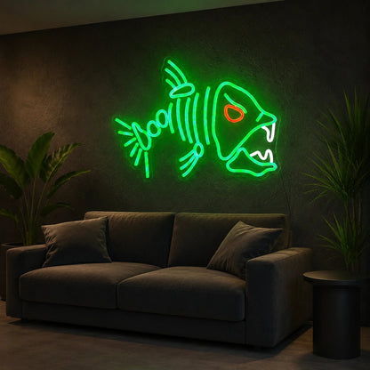 Fish Skeleton Man Cave LED Neon Sign - Shineneon