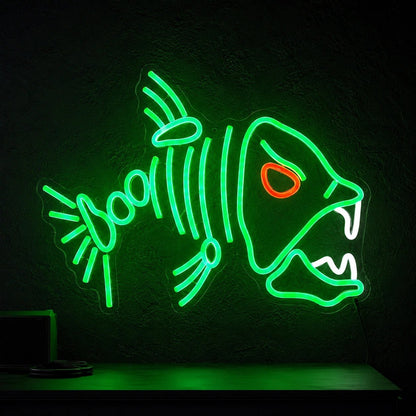 Fish Skeleton Man Cave LED Neon Sign - Shineneon