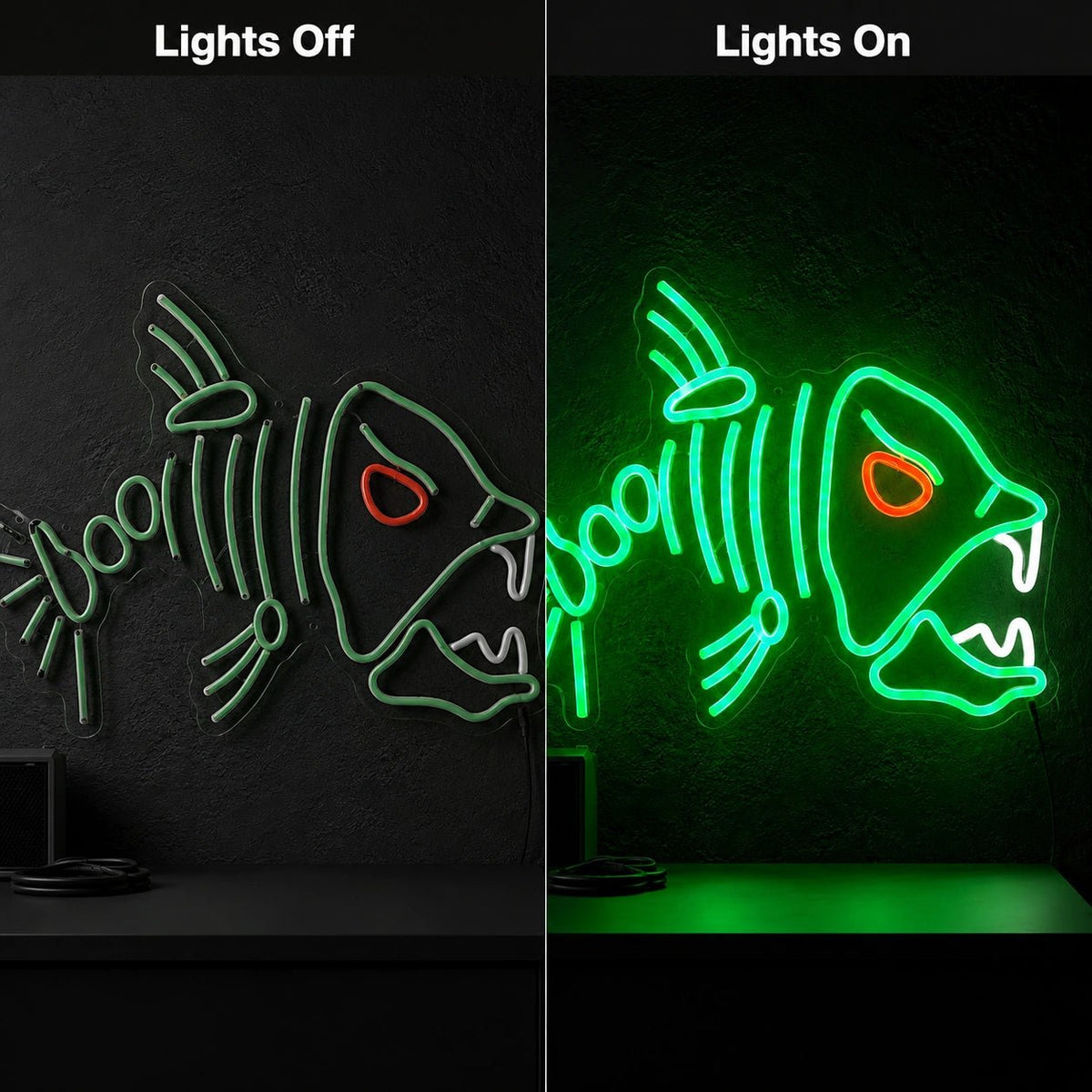 Fish Skeleton Man Cave LED Neon Sign - Shineneon