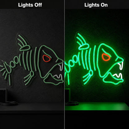 Fish Skeleton Man Cave LED Neon Sign - Shineneon