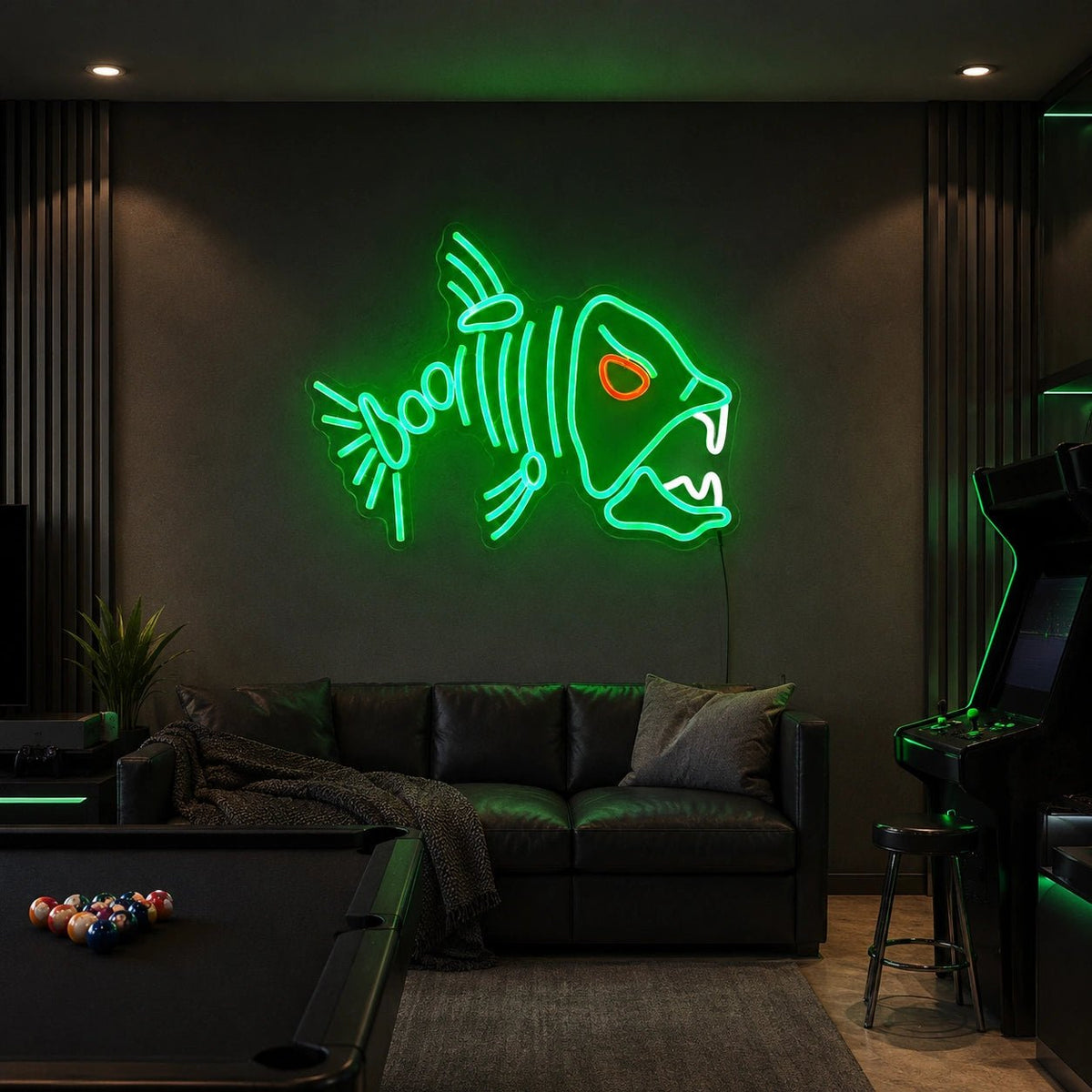 Fish Skeleton Man Cave LED Neon Sign - Shineneon