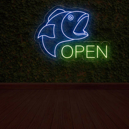Fish Store Blue Fish Green Open Led Neon Sign For Window Decoration | Shineneon