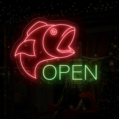 Fish Store Blue Fish Green Open Led Neon Sign For Window Decoration | Shineneon
