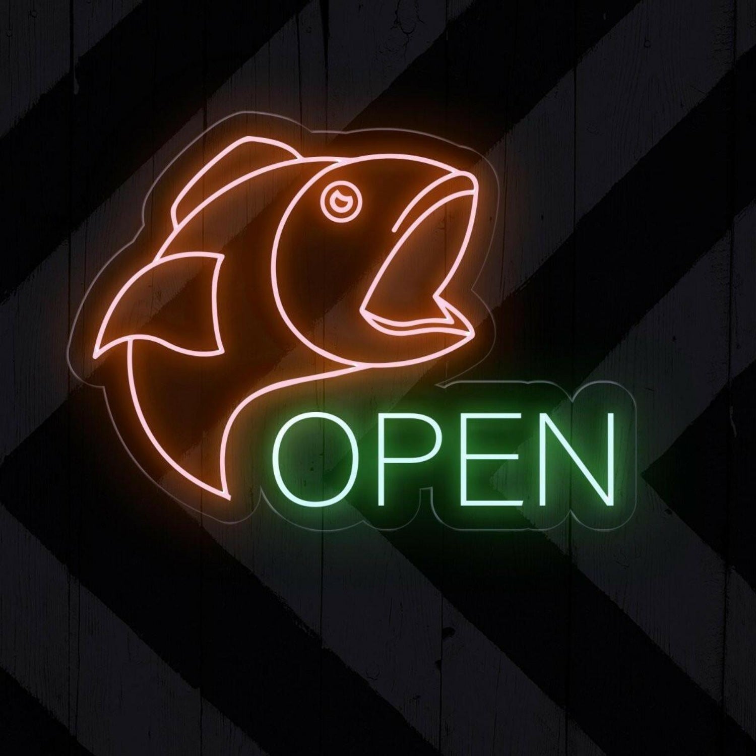Fish Store Blue Fish Green Open Led Neon Sign For Window Decoration | Shineneon