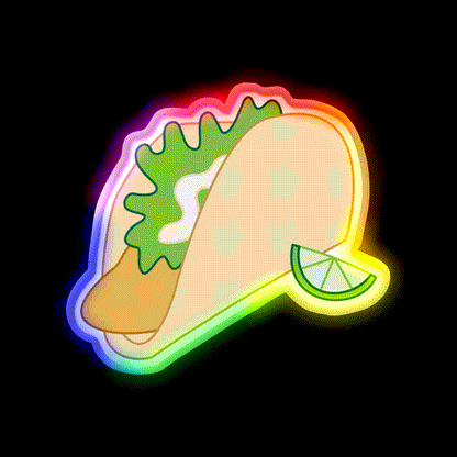 Fish Taco Led Neon Sign Mexican Food Sign Rgb Color - LED neon sign close-up detail