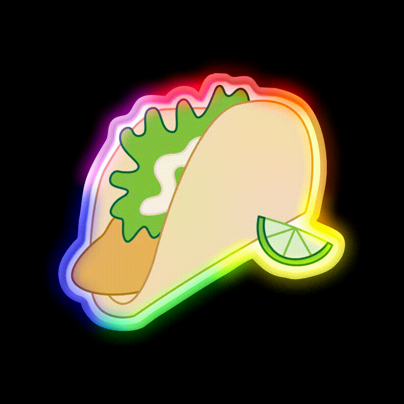 Fish Taco Led Neon Sign Mexican Food Sign Rgb Color - LED neon sign close-up detail