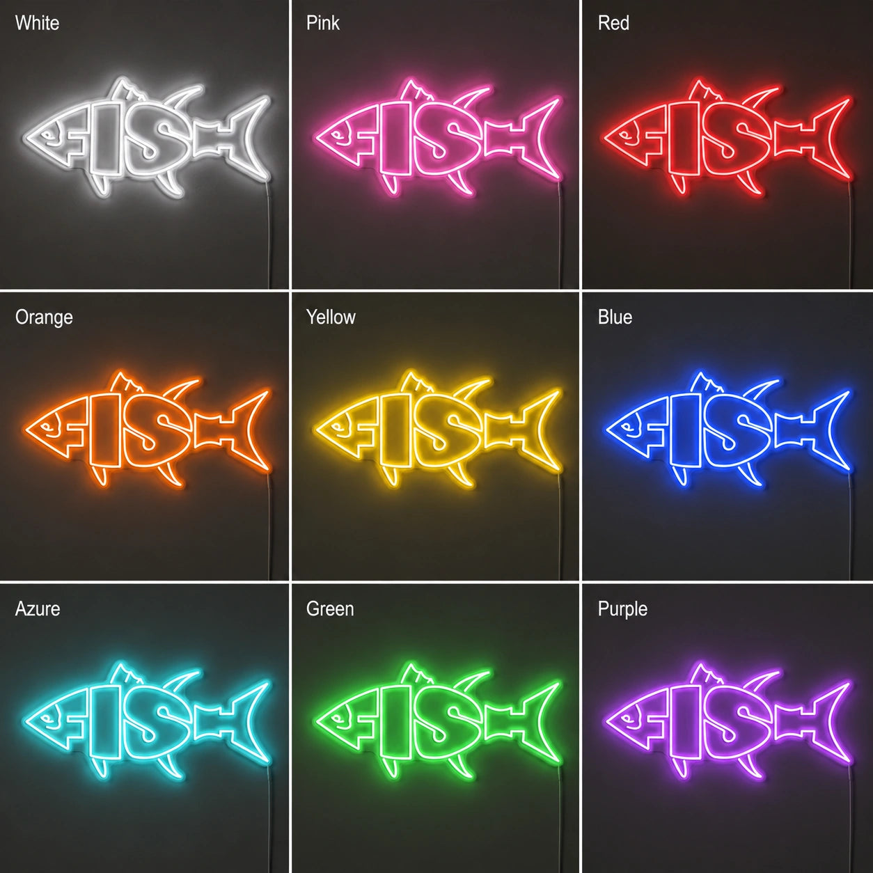 Fishbone Neon Sign LED Neon Sign color grid