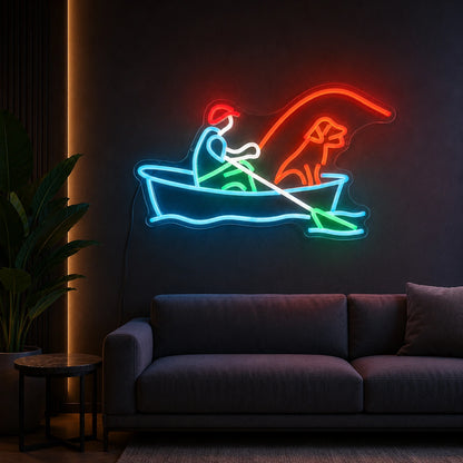 Fisherman Boat Dog LED Neon Sign high-converting product image