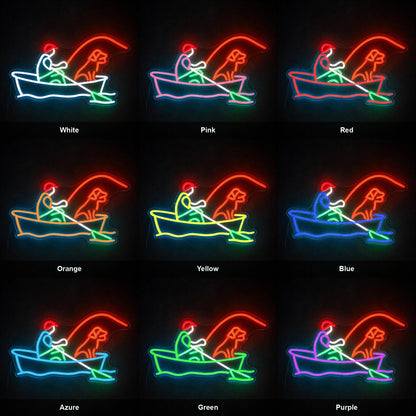 Fisherman Boat Dog LED Neon Sign - Shineneon