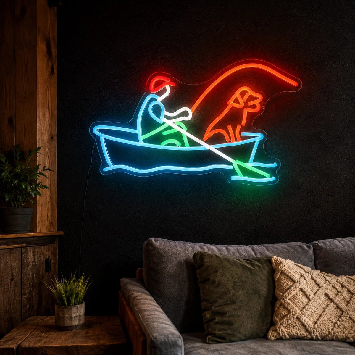Fisherman Boat Dog LED Neon Sign - Shineneon