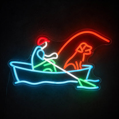 Fisherman Boat Dog LED Neon Sign - Shineneon