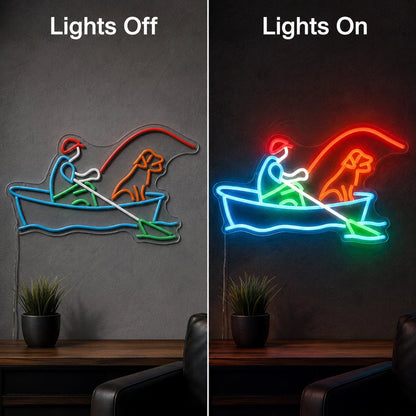 Fisherman Boat Dog LED Neon Sign - Shineneon