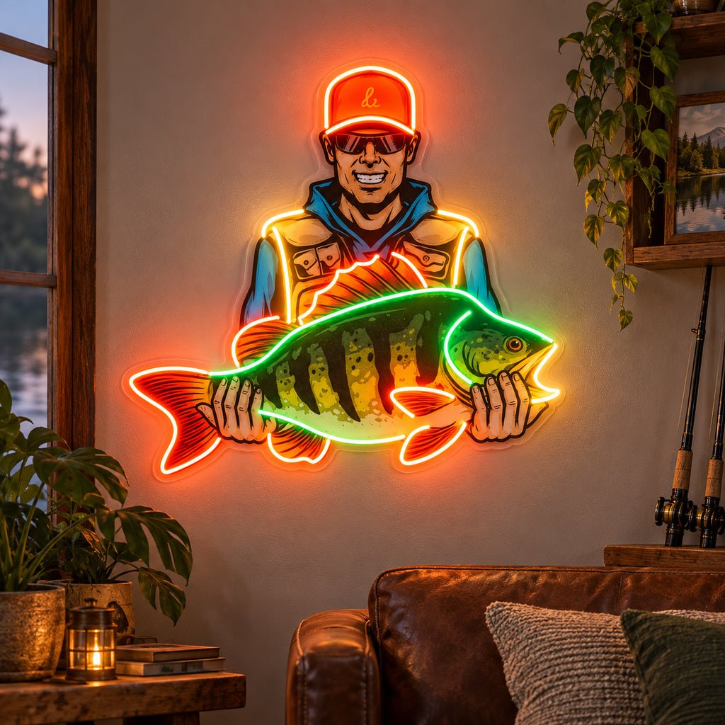 Fisherman Holding Fish LED Neon Sign - Shineneon