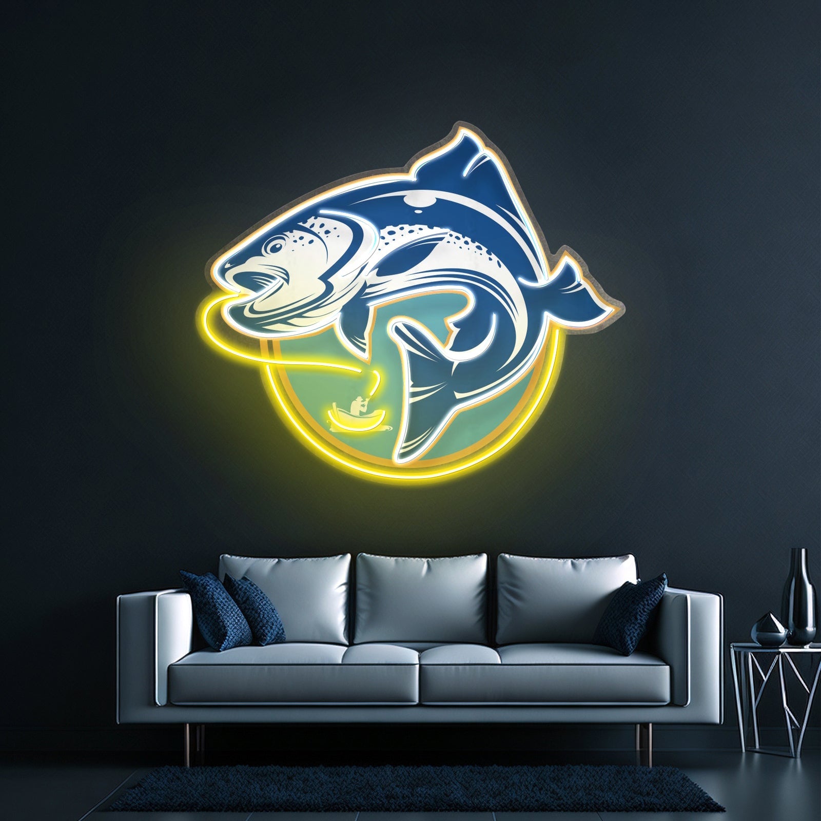 Fishermen Catch Fish Led Neon Sign Light Custom Led Signs - Shineneon