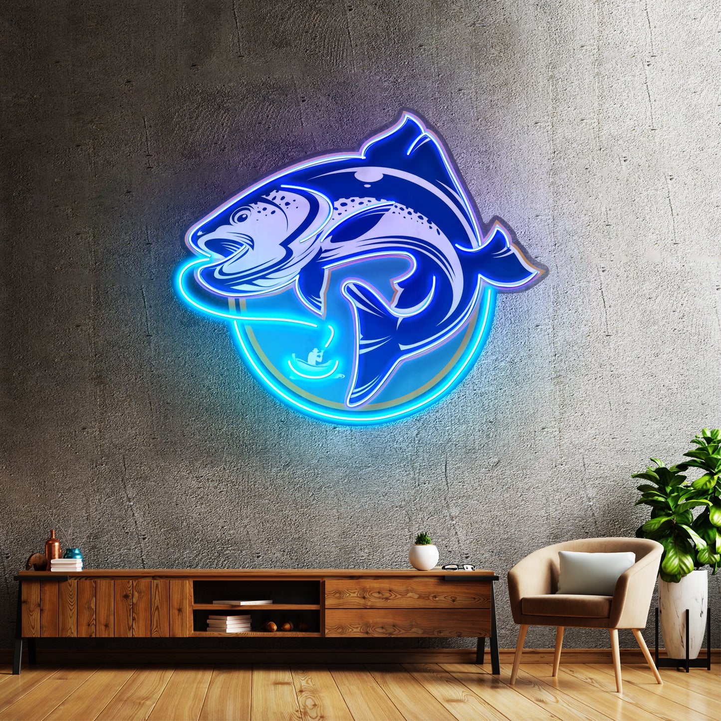 Fishermen Catch Fish Led Neon Sign Light Custom Led Signs