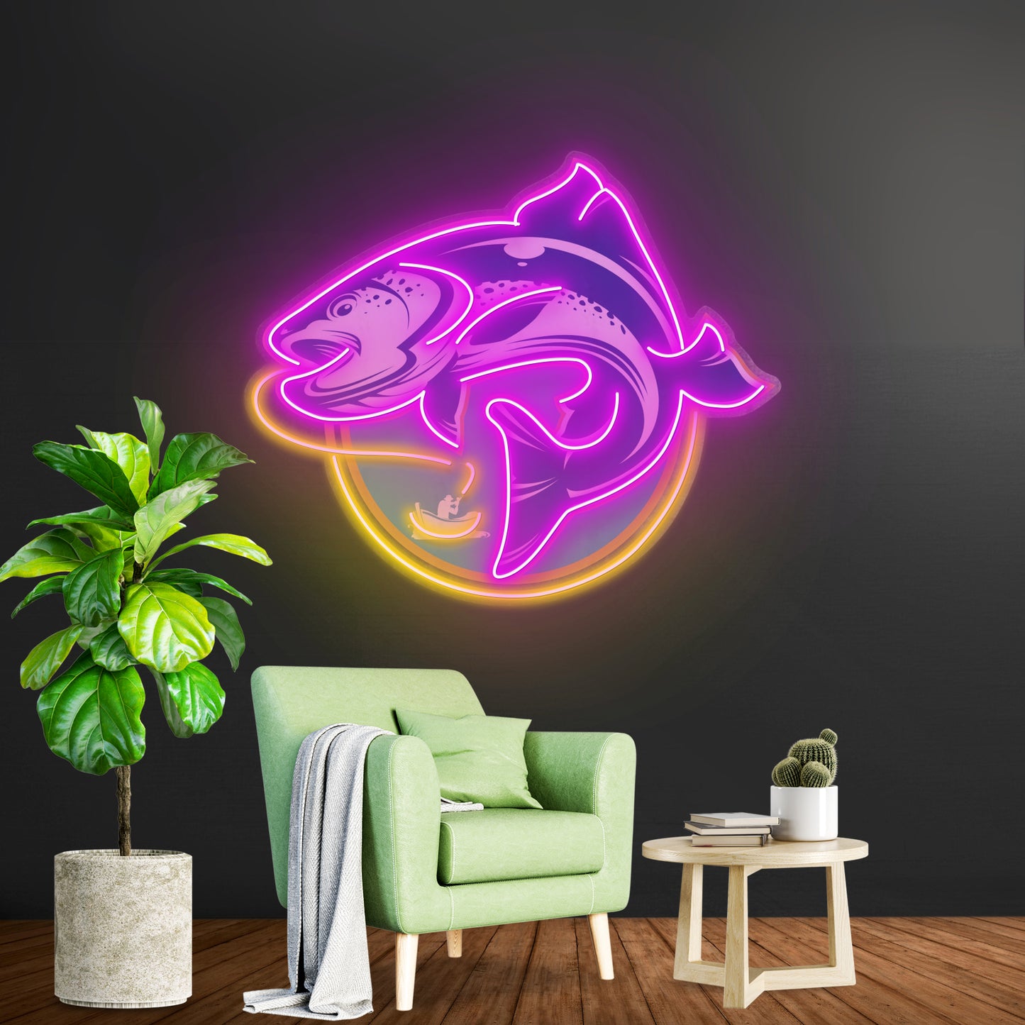 Fishermen Catch Fish Led Neon Sign Light Custom Led Signs