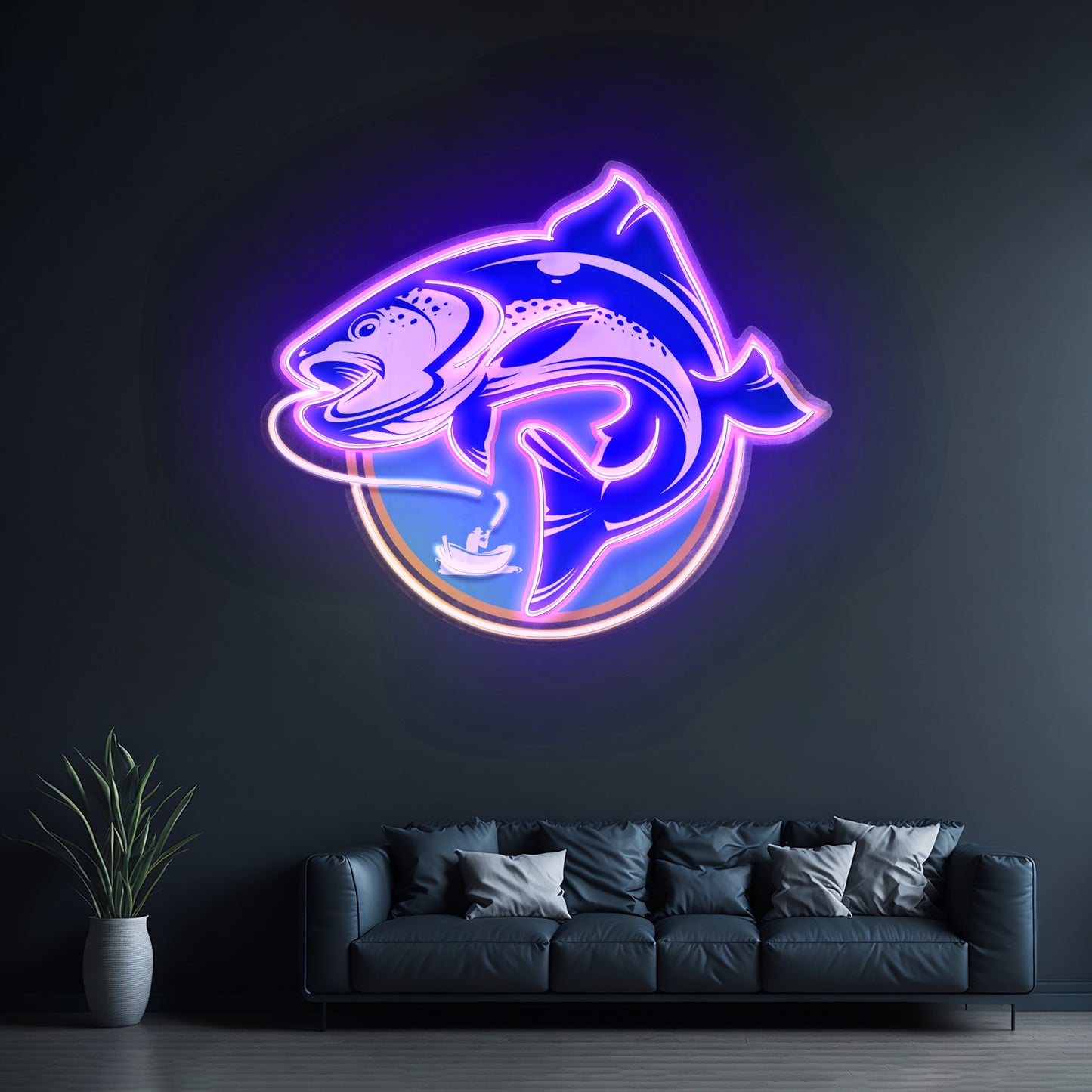 Fishermen Catch Fish Led Neon Sign Light Custom Led Signs