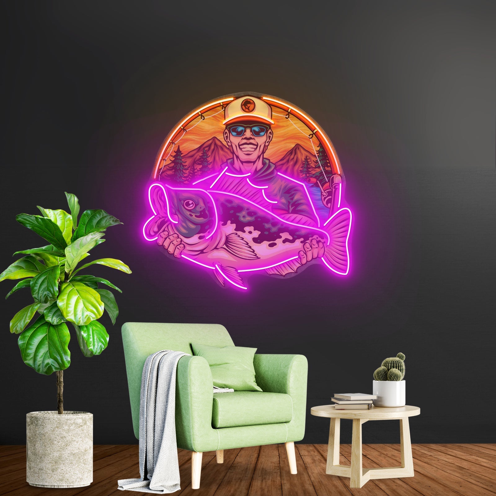 Fishermen Caught Big Fish Led Neon Sign Light Custom Led Signs - Shineneon