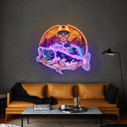 Fishermen Caught Big Fish Led Neon Sign Light Custom Led Signs - Shineneon