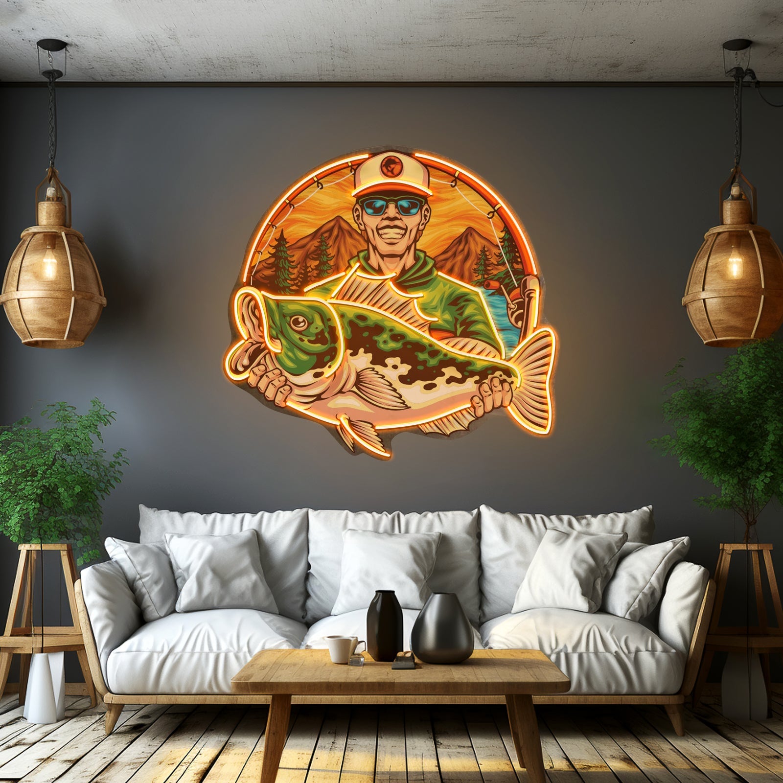 Fishermen Caught Big Fish Led Neon Sign Light Custom Led Signs - Shineneon