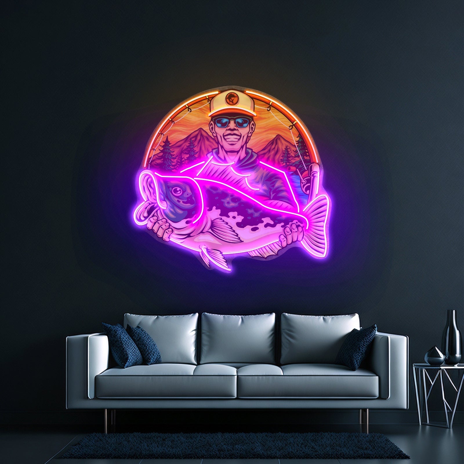 Fishermen Caught Big Fish Led Neon Sign Light Custom Led Signs - Shineneon