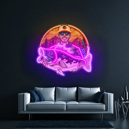 Fishermen Caught Big Fish Led Neon Sign Light Custom Led Signs - Shineneon