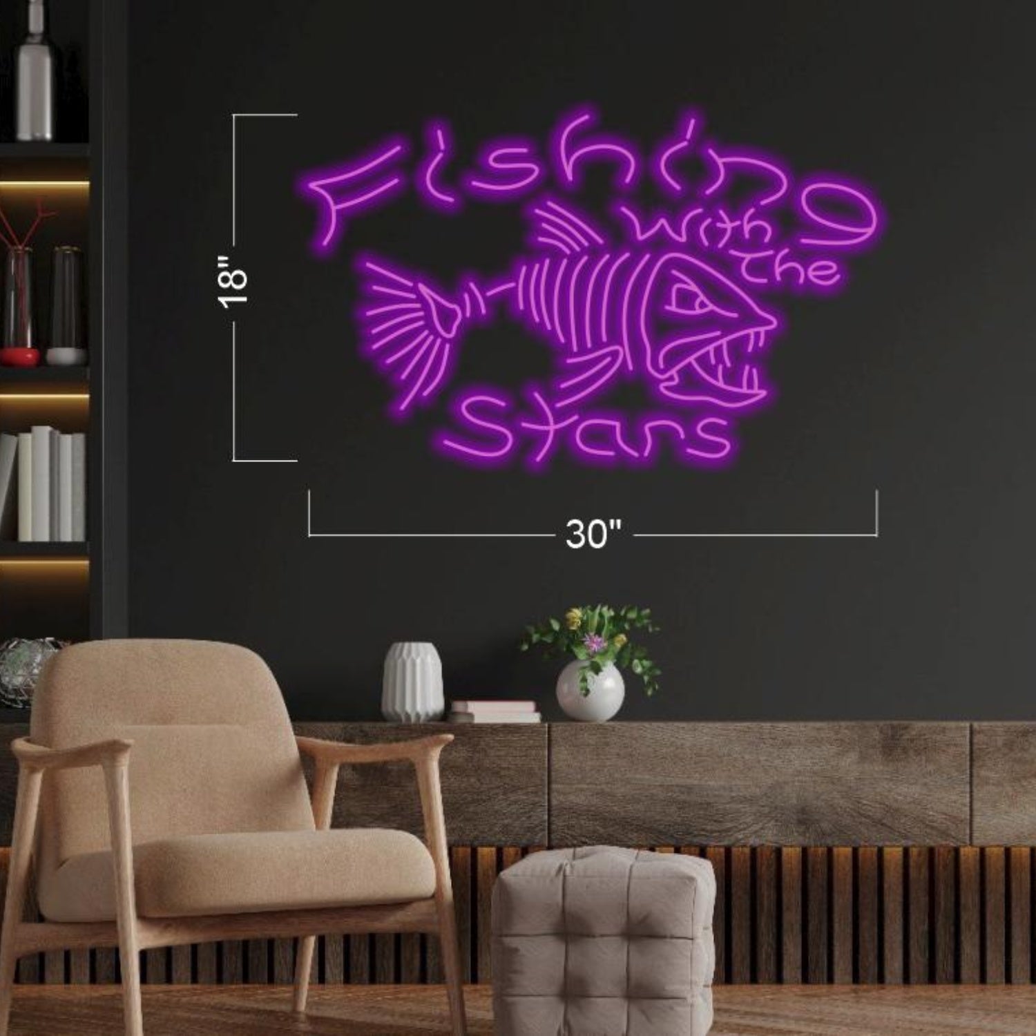 Fishin With The Stars Purple Fish Skeleton Led Neon Sign For Indoor Wall Decor | Shineneon