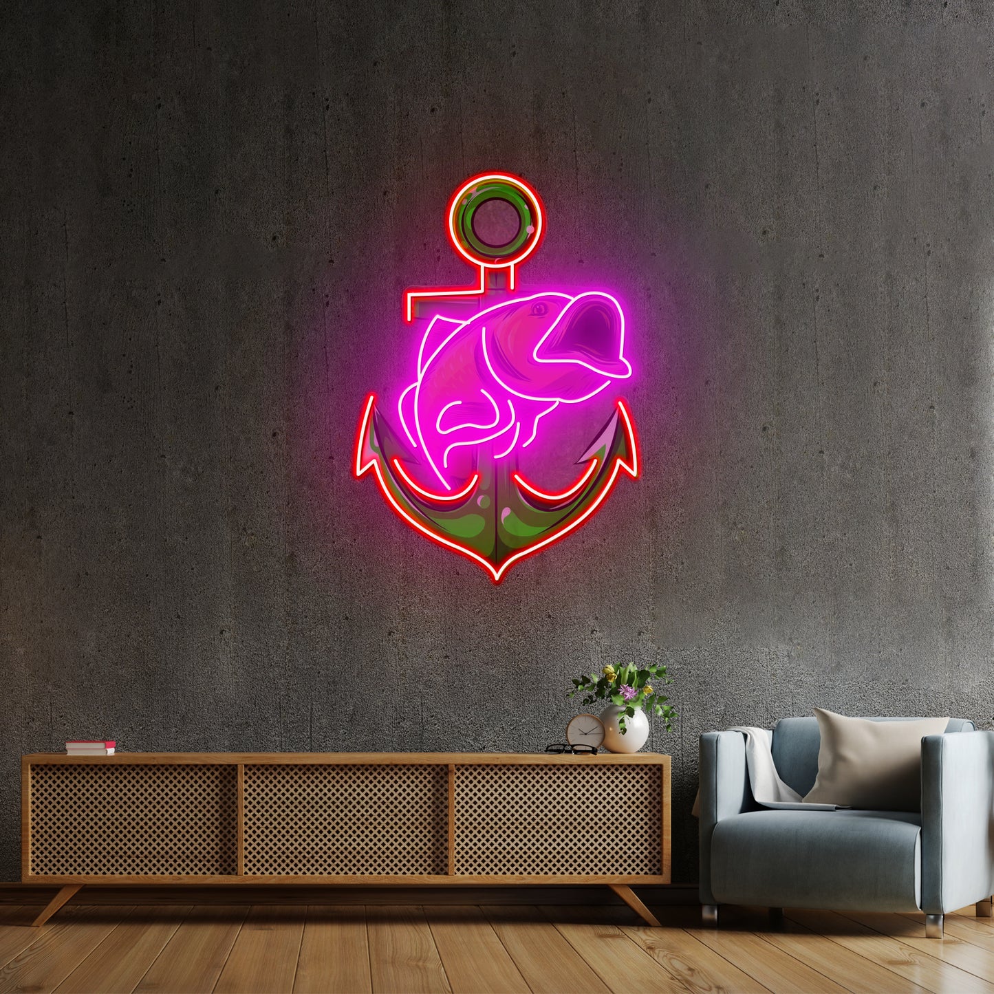 Fishing Anchor Led Neon Sign Light Custom Led Signs