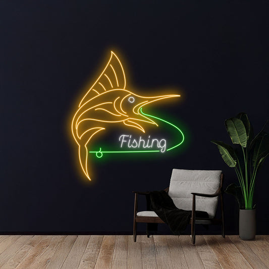 Fishing Atlantic Blue Marlin Fish Neon Sign