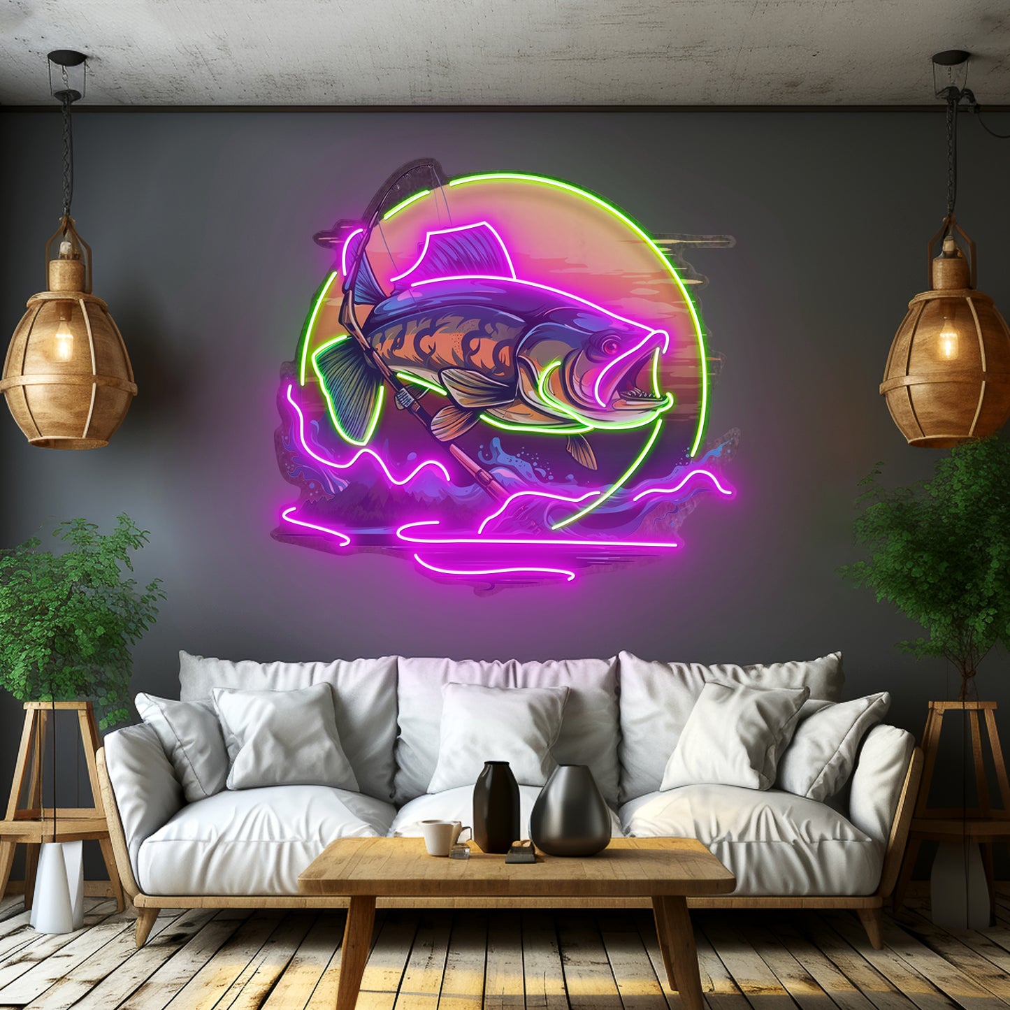 Fishing Cartoon Led Neon Sign Light Custom Led Signs