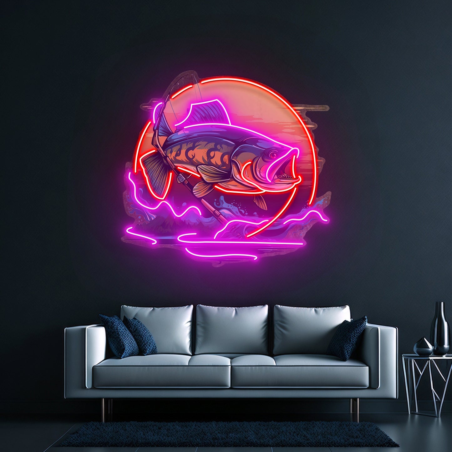 Fishing Cartoon Led Neon Sign Light Custom Led Signs