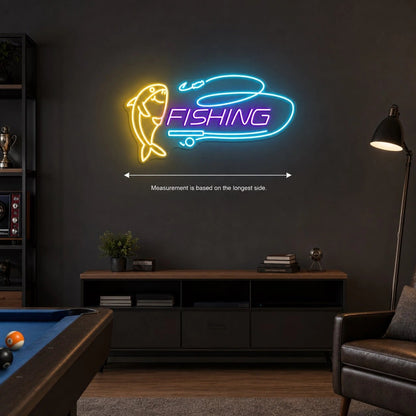 Fishing Fish Hook And Rod LED Neon Sign - Shineneon