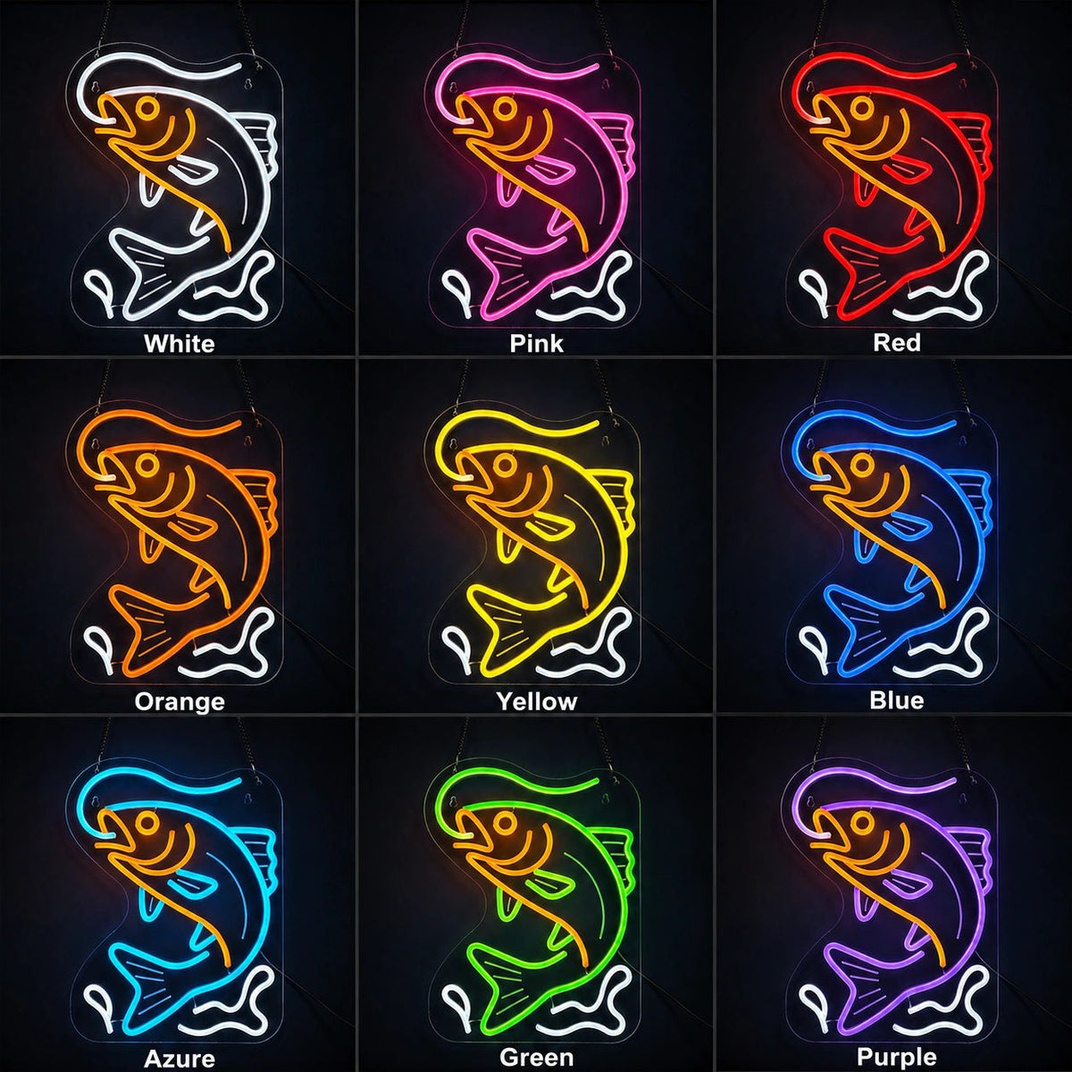 Fishing Fish Outline LED Neon Sign - Shineneon