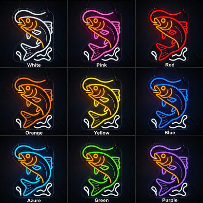 Fishing Fish Outline LED Neon Sign - Shineneon