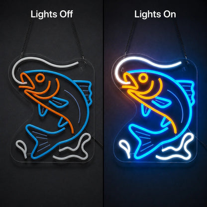 Fishing Fish Outline LED Neon Sign - Shineneon