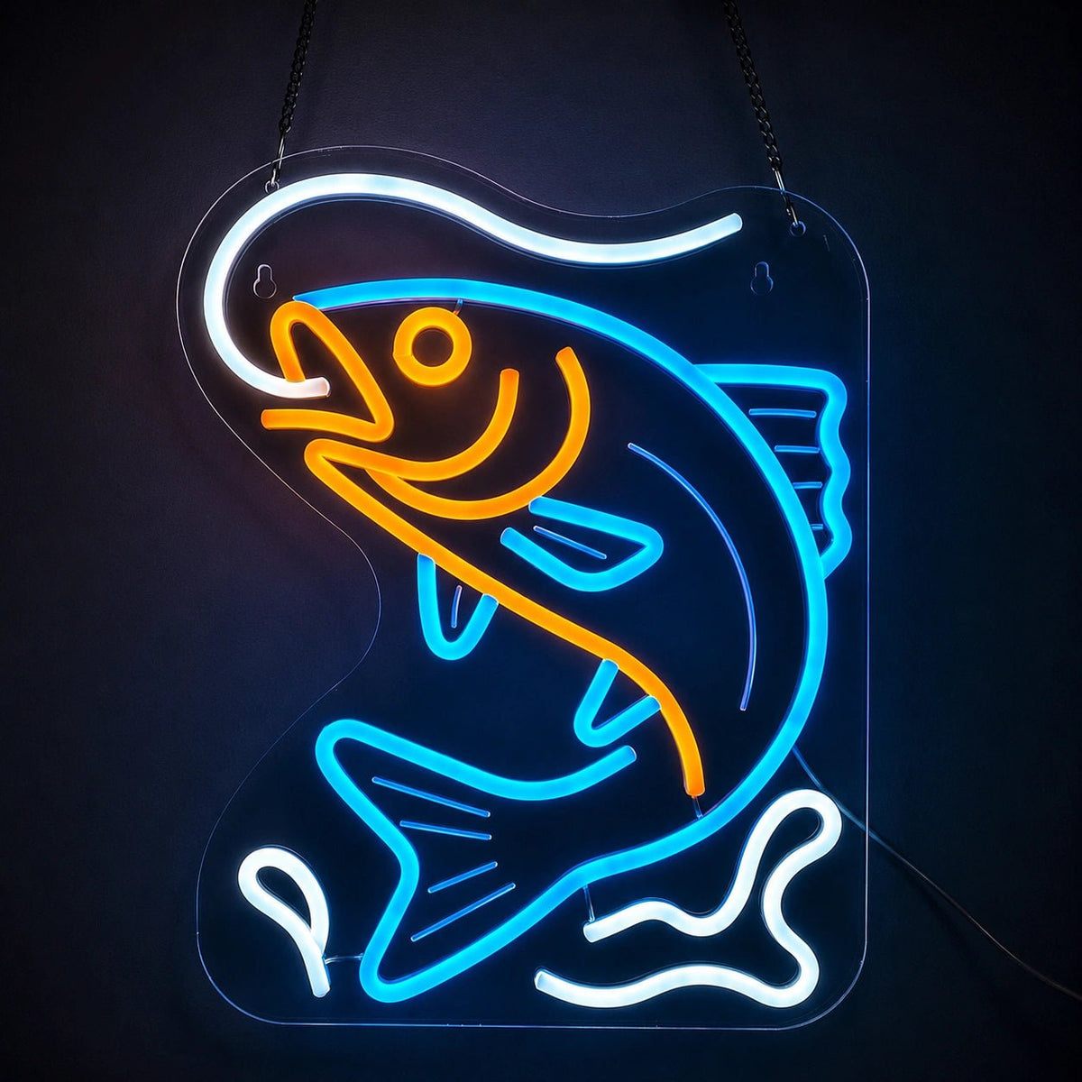 Fishing Fish Outline LED Neon Sign - Shineneon