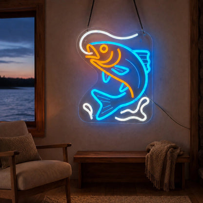 Fishing Fish Outline LED Neon Sign - Shineneon