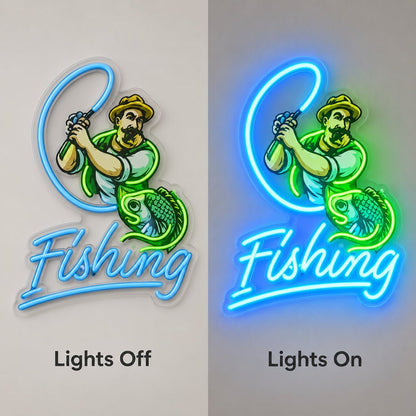 Fishing Fisherman LED Neon Sign - Shineneon